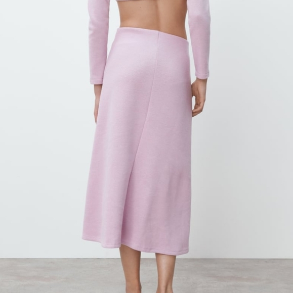 Soft A-line Midi Skirt Zara Mauve - Picture 7 of 14